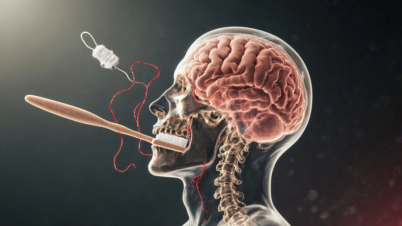 Bakterie cestující z úst do mozku přes krevní oběh.