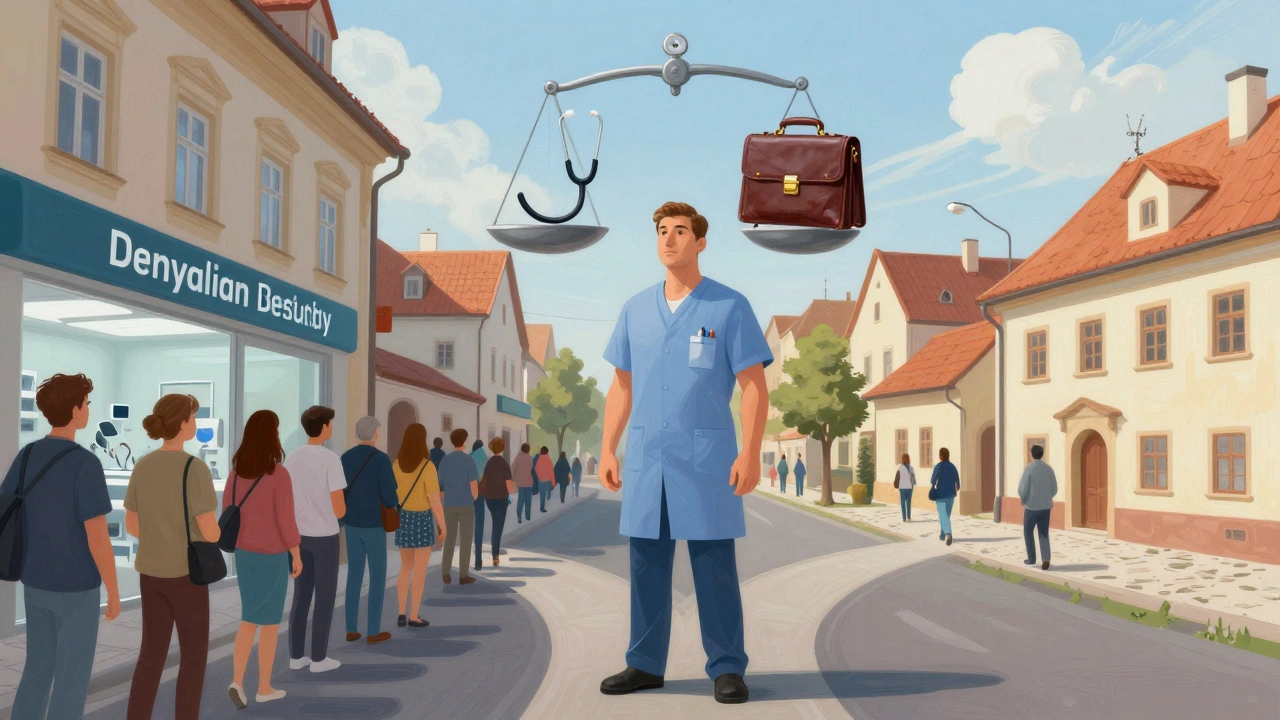 Dentist před volbou mezi praxí v Praze a menší ordinací na venkově.