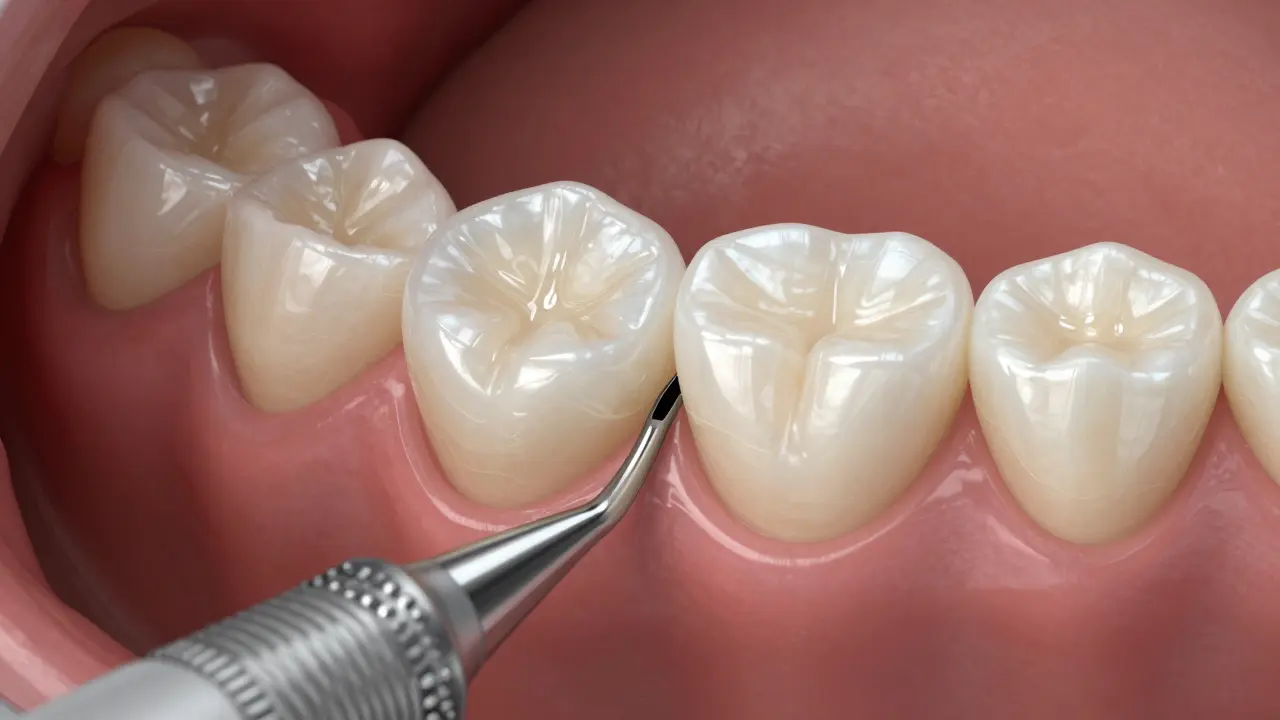 Zubní můstek je pevně přilepený na připravené zuby.