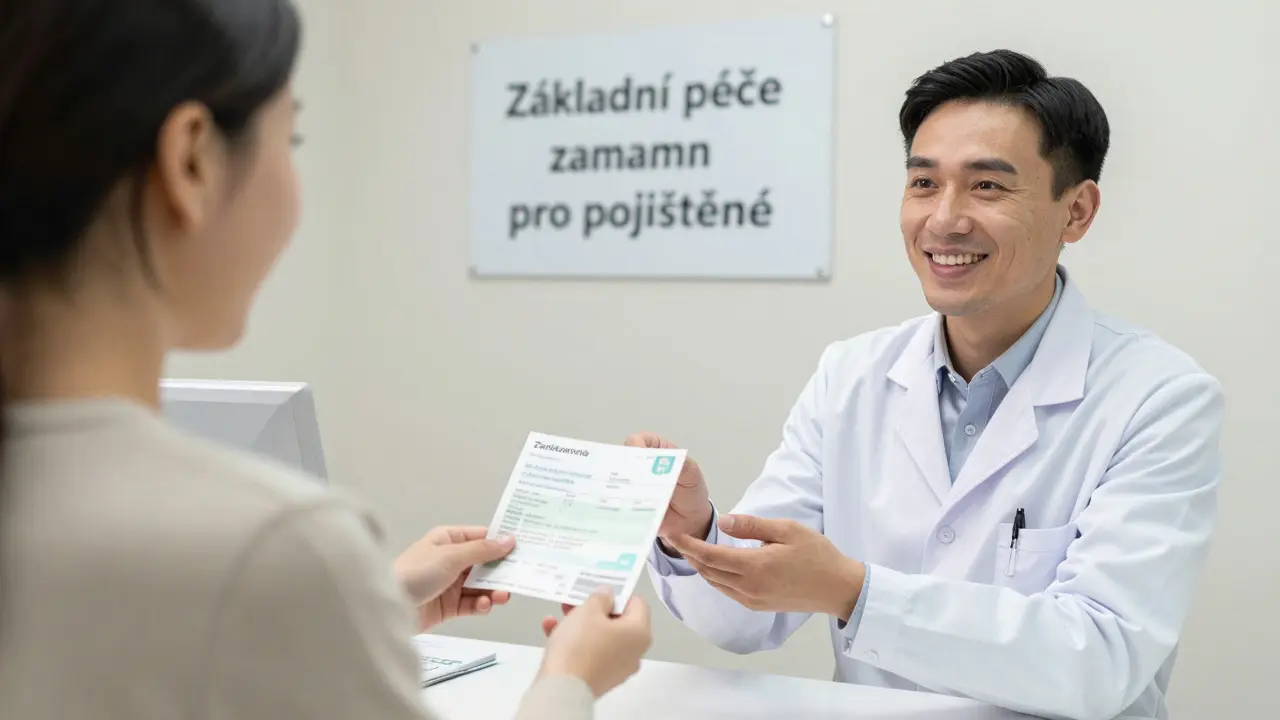 Pacient využívá veřejnou zubní pohotovost s doklady o pojištění.