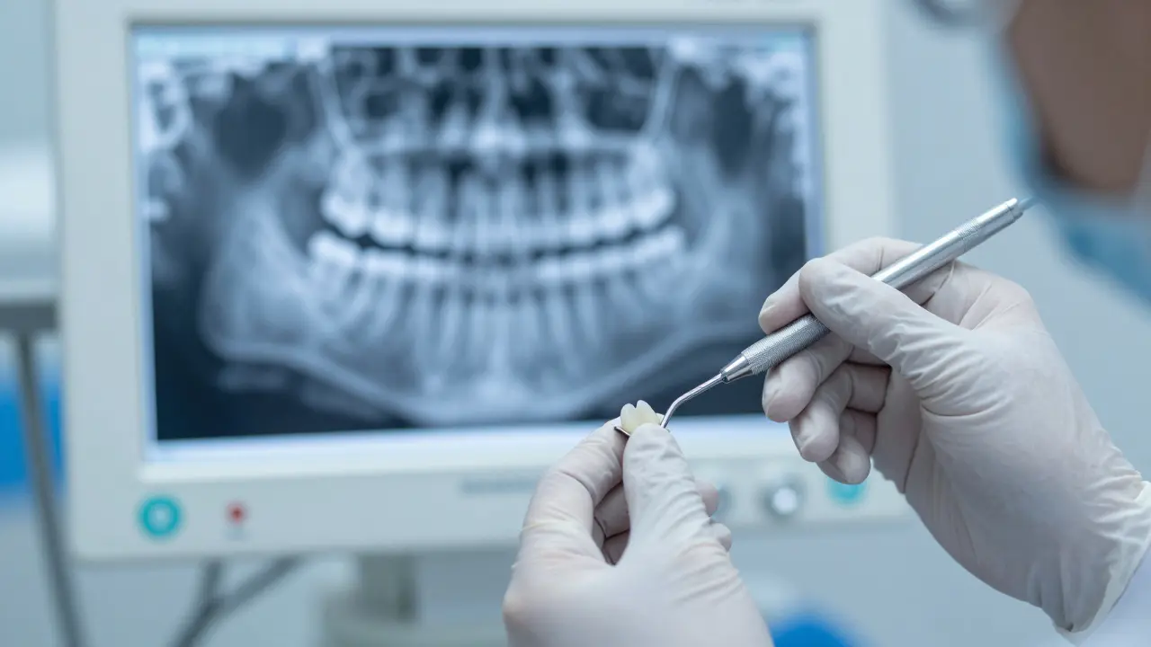 Stomatologická diagnostika kazu na předním zubu pomocí sondy