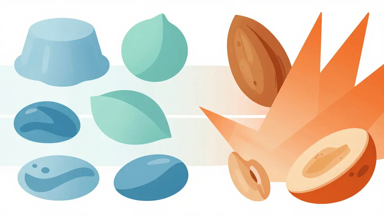 Abstraktní ilustrace kontrastu mezi měkkými a tvrdými potravinami