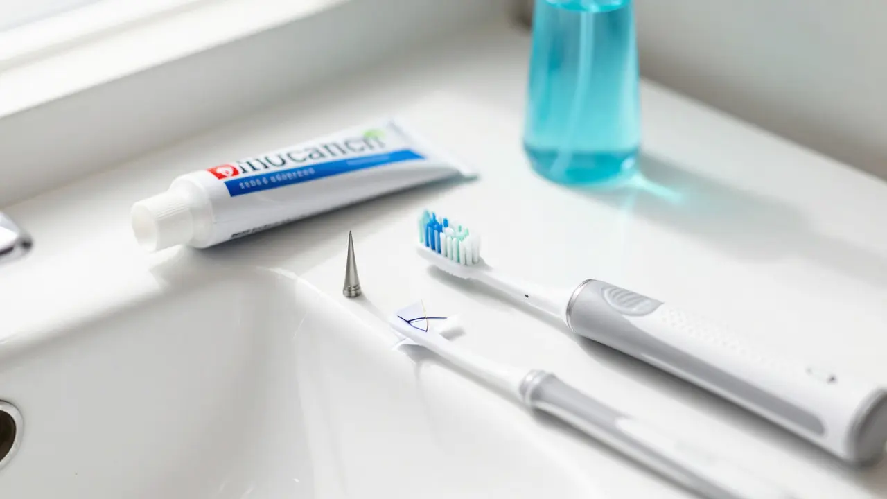 Sada hygienických pomůcek pro čištění zubů s rovnátky