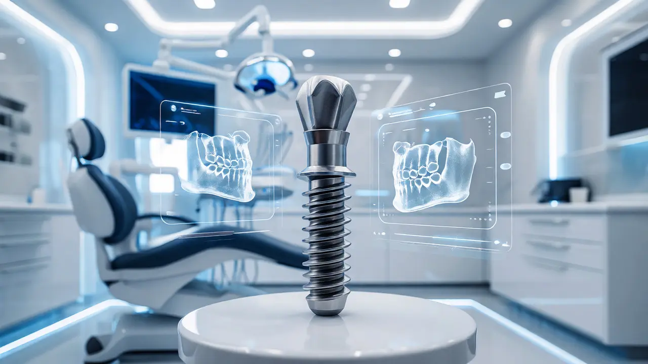 Moderní titanový zubní implantát s digitálním skenováním